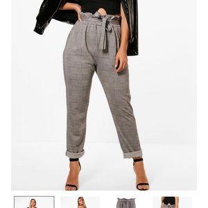Plus Sized Paperbag Waist Tapered Trousers